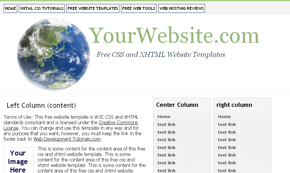 free css and xhtml website template