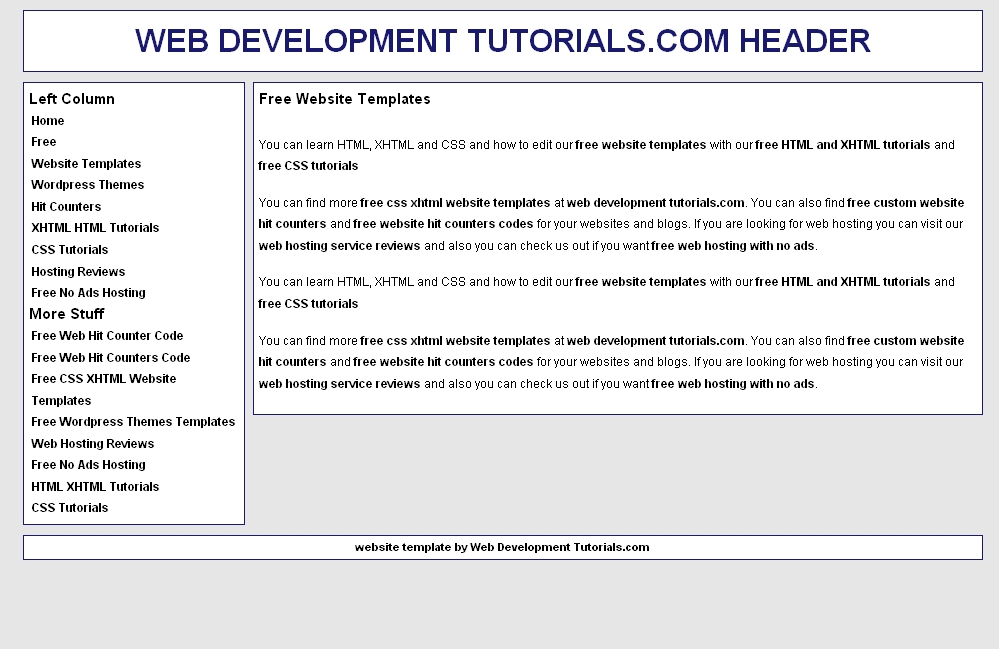 free css xhtml website template