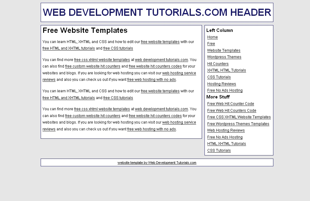 free css xhtml website template
