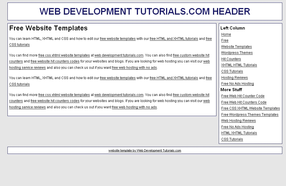 free css xhtml website template