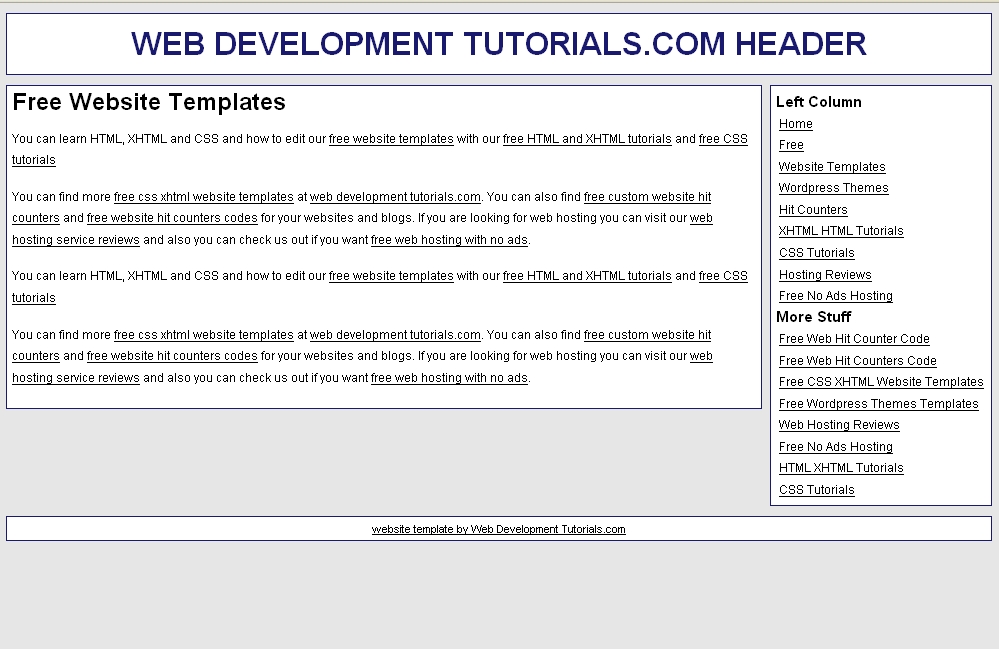 free css xhtml website template